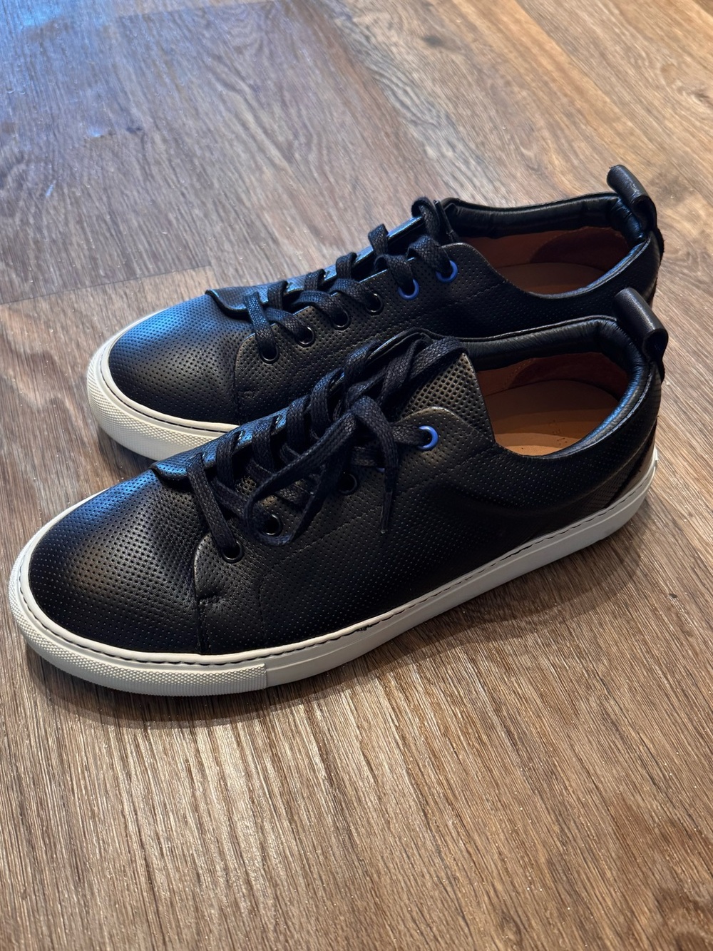 AETHER Leather Sneakers Mens 8 / EU 41.5 Black Low Top Designer Casual Shoes